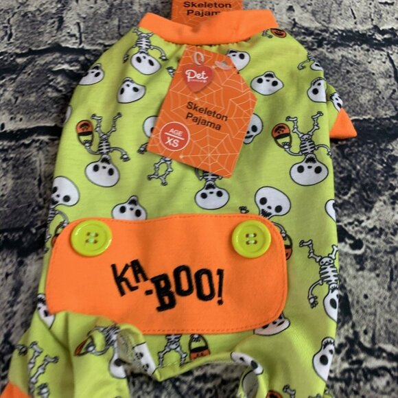 Pet Central Small Skeleton Ka-Boo PJ - Ka-Boo Shirt & "Trick Or Treat" Bandana - Picture 3 of 9